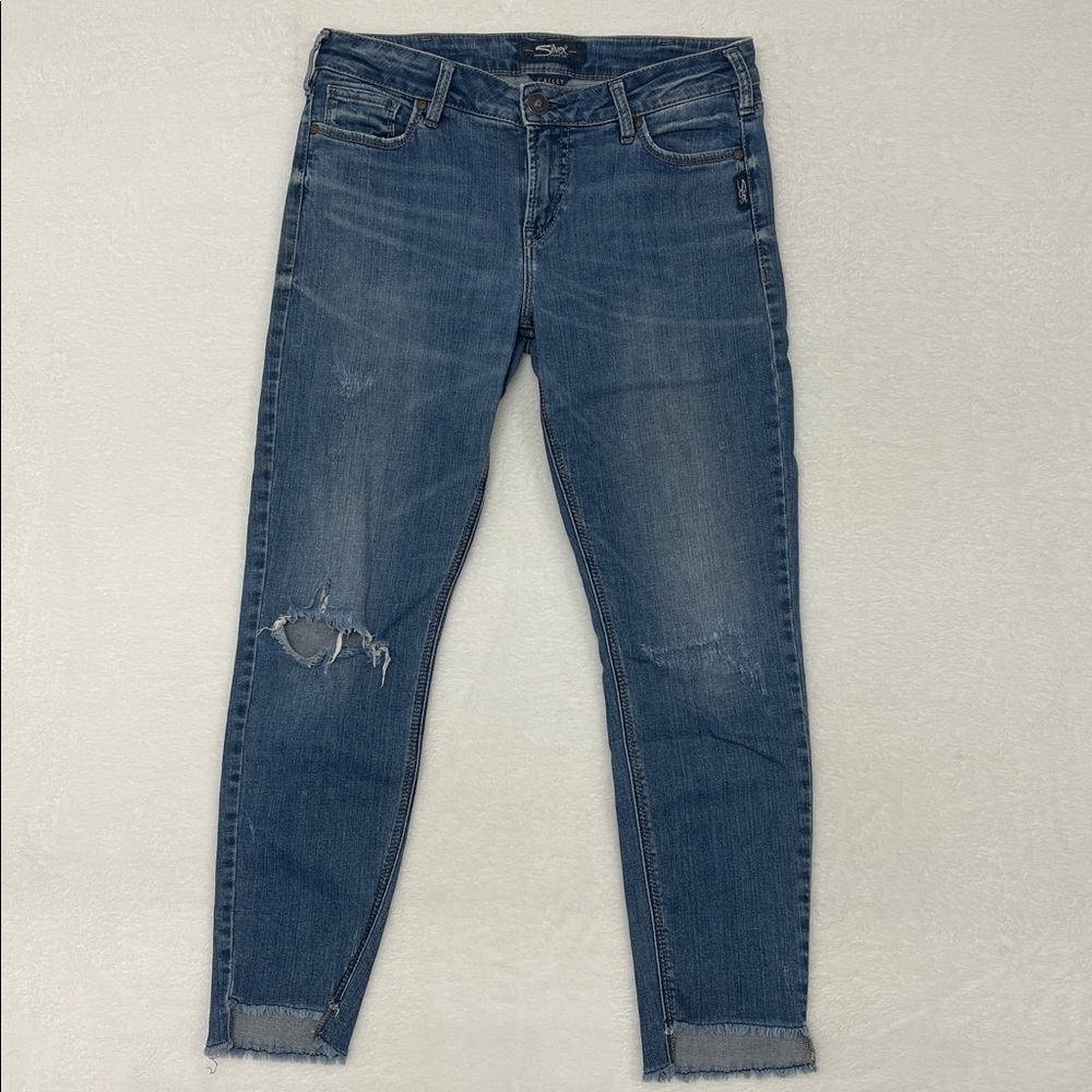 𝅺SILVER Jeans Calley Ankle Skinny Ripped Jeans Size‎ 31/27